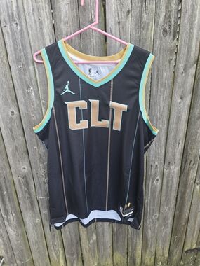 Jordan Black City Edition Basketball Jersey (CHARLOTTE) with Teal & Gold Details